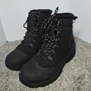 Black Thermolite Insulated Waterproof Winter Snow Boots Lace Up, Size 10, New